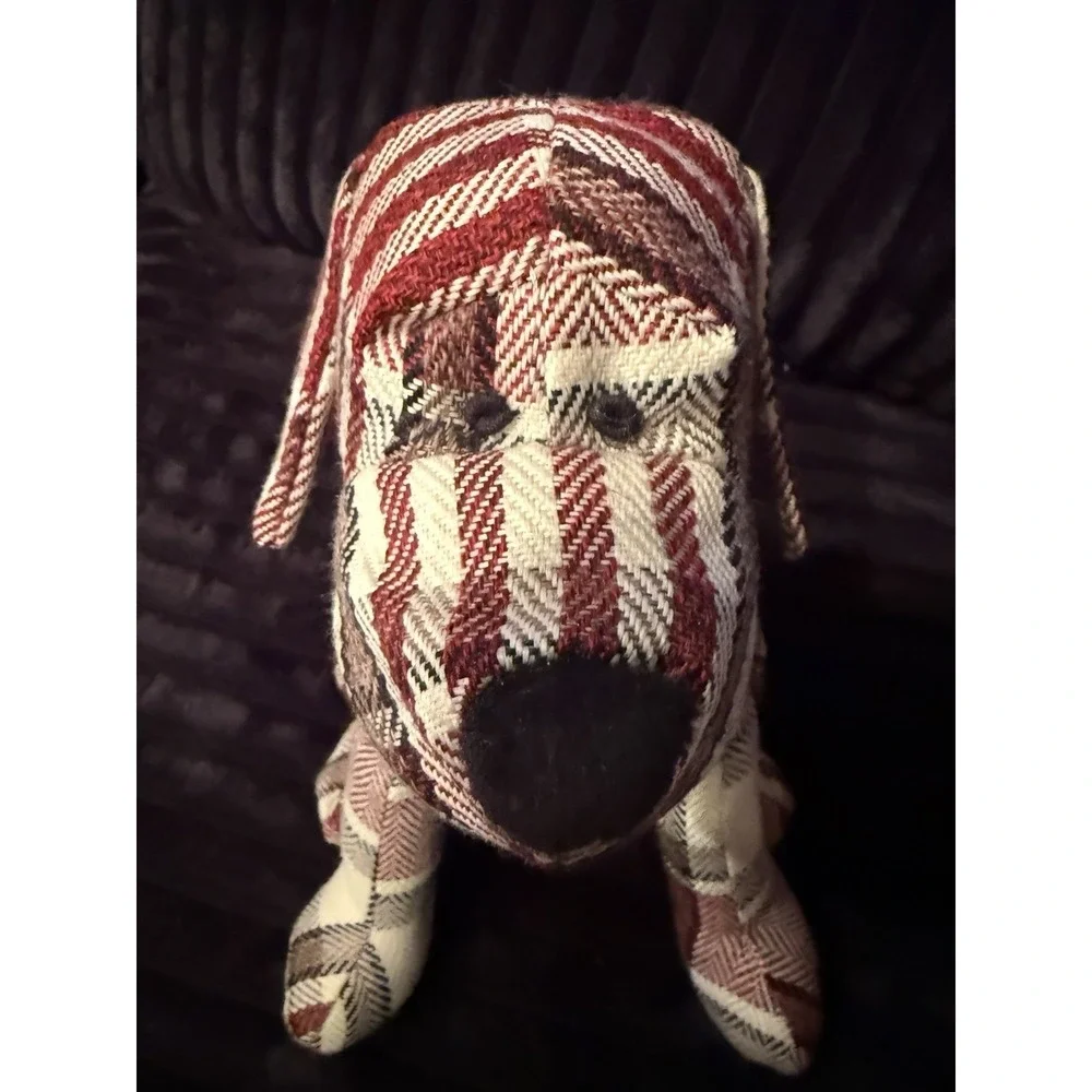 Dog Door Stopper Plaid Fabric Weighted Rustic Home Decor w/ Tags – NOT A TOY